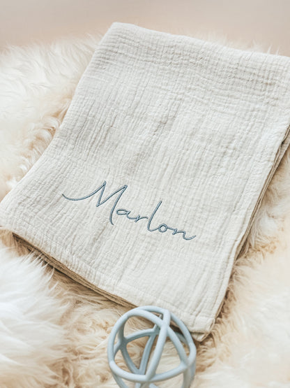 Couverture pour bébé en mousseline crème en coton (biologique)