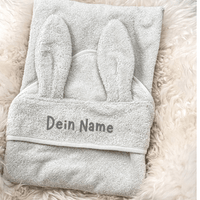 Baby Kapuzenhandtuch Hase Stone – 100% Bio - Baumwolle - bergkindl