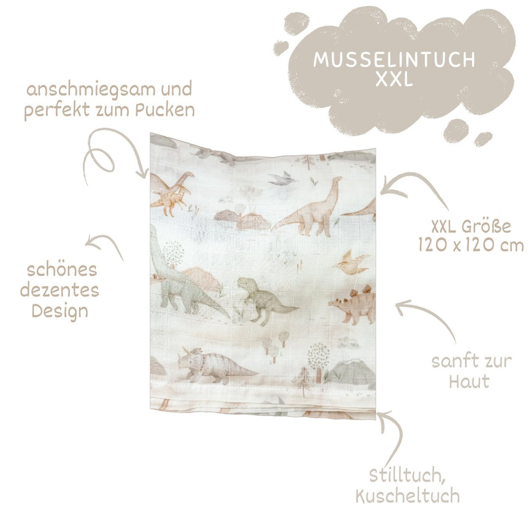 Dino Baby Musselintuch - Kuschelweich und Vielseitig - bergkindl