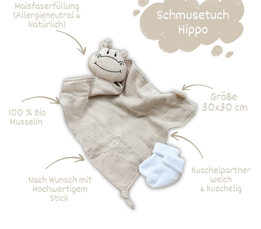 Schnuffeltuch Hippo Creme - bergkindl