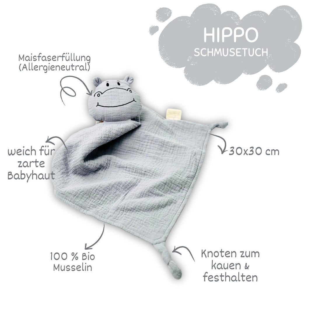 Schnuffeltuch Hippo grey - bergkindl